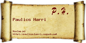 Paulics Harri névjegykártya